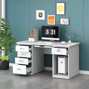 钢制办公桌1.4米带锁抽屉铁皮书桌单人写字台医生桌子家用电脑桌