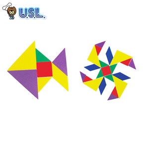 台湾游思乐USL幼儿园益智玩具DIY拼图 彩色七巧板几何图形片 7片