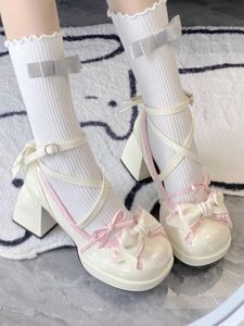 lolita鞋子女日系夏季可爱甜美中跟圆头洛丽塔鞋玛丽珍百搭小皮鞋