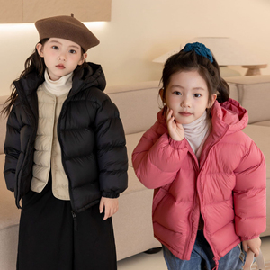 韩版冬季男女童短款羽绒服柔软加厚面包棉服儿童90白鸭绒童装外套