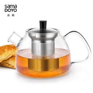 尚明耐热玻璃大容量泡茶壶竹节出水口不锈钢过滤内胆泡茶杯冲泡器