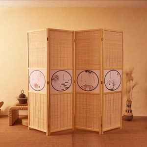 新中式竹子屏风实木屏障隔板隔断栏竹编简易卧室客厅移动折叠遮挡