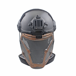 龙腾户外战术头盔海豹生化战士面具金刚网玻璃钢二合一安全帽T013