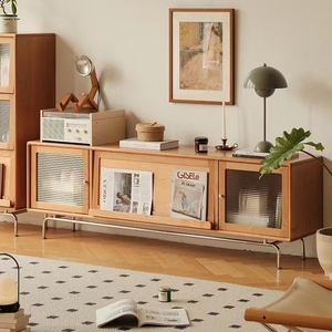 北欧实木电视柜现代简约原木家具中古创意小户型客厅电视机柜落地