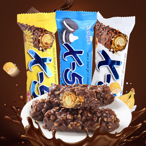 韩国进口三进x5巧克力棒36g原味香蕉奶油花生果仁夹心能量棒零食