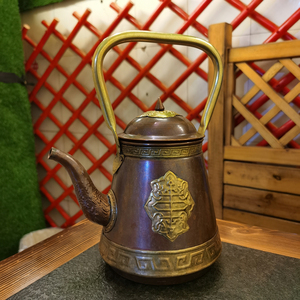 家用大容量蒙古奶茶壶铜壶热水壶酥油茶壶内蒙商用特色烧水餐茶壶
