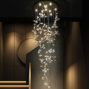 轻奢餐厅吊灯水晶灯2022新款长条艺术创意个性树枝客厅美式饭厅灯