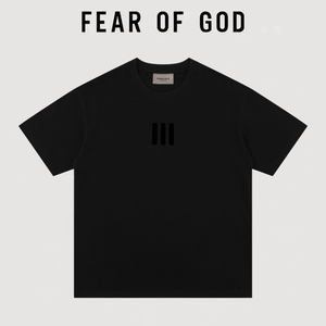 FEAR OF GOD联名款三条杠植绒高街纯棉宽松大码男女短袖T恤FOG潮