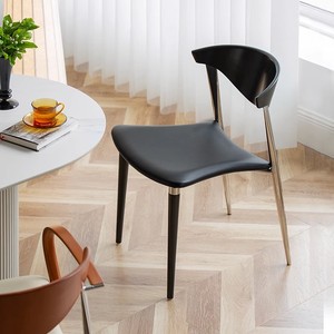铁艺家居设计师轻奢复古餐椅实木椅子北欧现代靠背凳子休闲书桌椅