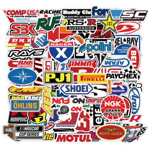 100张Racing car赛车标志贴纸滑板笔记本电脑摩托车机车头盔贴画