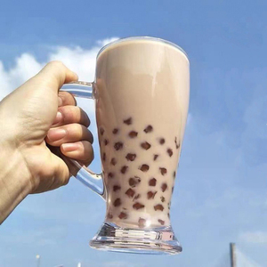 水杯果汁玻璃杯耐高温珍珠奶茶专用700ml大容量扎啤杯子家用超大