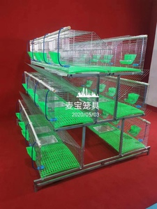 麦宝兔笼24位阶梯式子母兔笼 输送带自动清粪 养殖兔子笼子自动化