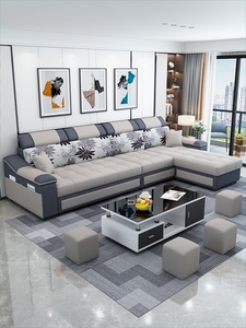 布艺沙发现代简约2024新款客厅出租房小户型科技布家用家具组合