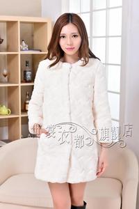 春秋冬新款韩版流行女装仿獭兔毛绒修身中长款女生女式皮草外套
