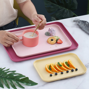 小麦秸秆托盘家用茶具茶杯托盘长方形水果盘收纳盘儿童拼图分片盘