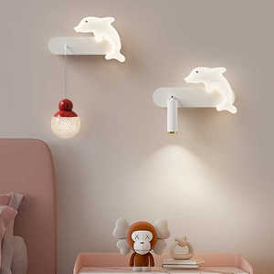 壁灯2024新款奶油风卧室创意温馨现代简约男女孩儿童房led床头灯