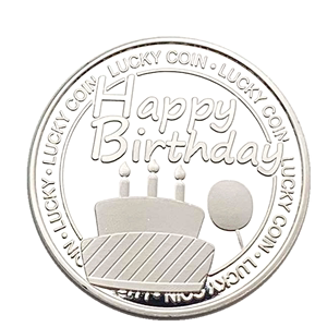 俄罗斯生日蛋糕镀银纪念币 收藏币四叶草祝福幸运爱情硬币纪念章