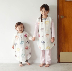 现货日本Hoppetta蘑菇新生婴幼儿儿童宝宝空调防踢被睡袋背心纯棉