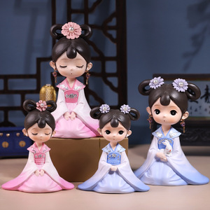 古风少女古装汉服女孩摆件中国风装饰品少女心送女生儿童生日礼物