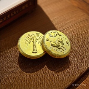 复古希腊棕榈树飞马加厚鎏金币硬币地中海创意装饰纪念把玩30.6mm