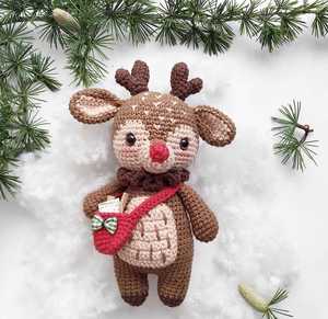 包邮打发时间DIY钩针编织圣诞麋鹿驯鹿玩偶材料包含纸质图解视频