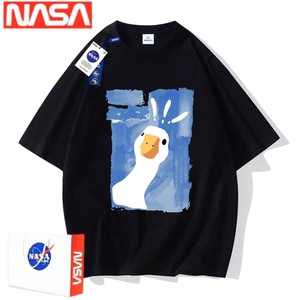 NASA潮牌大鹅鸭子t恤短袖男女2024夏季新款情侣装纯棉半袖体恤衫