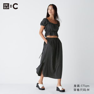 优衣库女装UNIQLO : C打褶长裙休闲时尚半身裙2024春夏新款469296