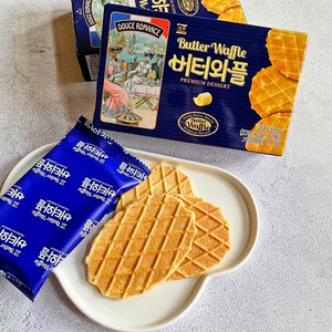 韩国进口SEOJU西洲黄油华夫脆饼干瓦夫薄脆饼干休闲食品零食小吃