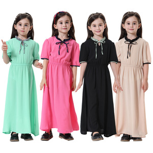 巴基斯坦印度女童长裙东南亚圆领短袖女孩长裙新疆大童连衣裙612