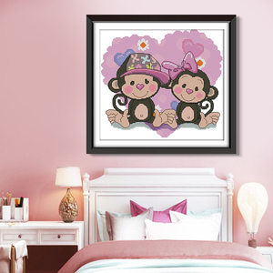 猴子宝宝十字绣 小猴子图案 2023新款生肖猴可爱儿童卧室房间挂件