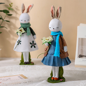 美式创意可爱兔子摆件家居客厅卧室儿童房间办公桌面装饰品小摆设