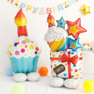 宝宝周岁百日生日派对装饰品可爱立体气球月亮独角兽蛋糕站立气球