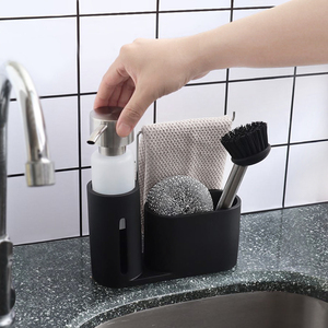 洗洁精按压瓶厨房皂液器黑色压取器水槽分装瓶洗涤剂灵容器套装