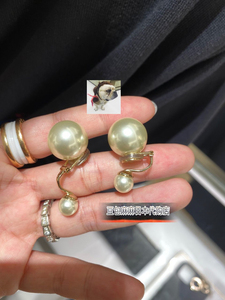 日本直邮 Dior 大小珍珠 金色 耳夹 两种戴法 存在感