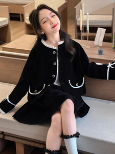 女童春秋小香风套装韩版中大童儿童时髦洋气高级感外套裙子两件套