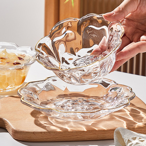 墨色玻璃甜品碗家用水果碗透明水晶酸奶碗网红餐具糖水冰粉燕窝碗