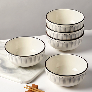 墨色日式2024新款米饭碗家用陶瓷餐具碗碟套装小碗特别好看吃饭碗