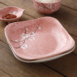 陶瓷盘菜盘创意釉下彩盘简约日式雪花餐具沙拉盘汤盘家用饭盘水果
