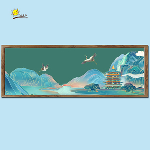 小学国潮风山水主题环创KT板教室后黑板装饰幼儿园中国风墙面贴纸