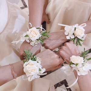 Ins森系浅香槟色手腕花新娘伴娘姐妹新郎胸花襟花结婚礼拍摄道具 阿里巴巴找货神器