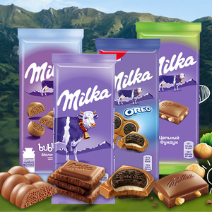 俄罗斯进口德国Milka妙卡榛仁奥利奥饼干夹心牛奶蜂窝充气巧克力