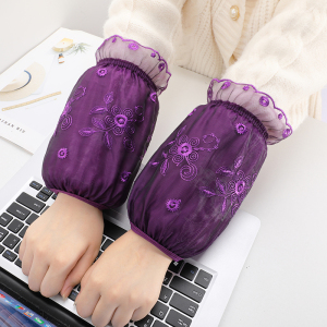 紫色蕾丝袖套羽绒服护袖秋冬季新款花边短款防脏套袖耐脏棉衣袖头