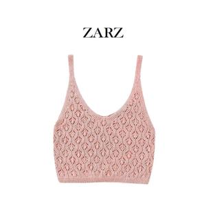 ZARZ自制 欧美风 新款女装 洋气百搭 提花网眼布针织上衣1822/116