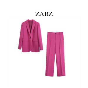 ZARZ自制 欧美风 新款女装  纽扣饰修身休闲西装外套 长裤2761055