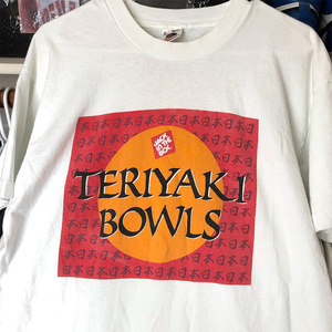 Teriyaki Bowls潮牌印花短袖T恤男oldschool五分袖印花宽松上衣女