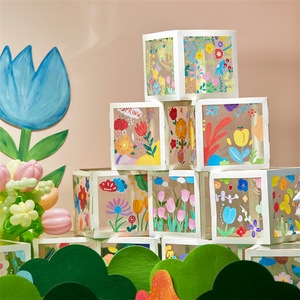 春天户外亲子手工diy材料包 儿童创意粘贴方盒彩绘涂鸦透明惊喜盒