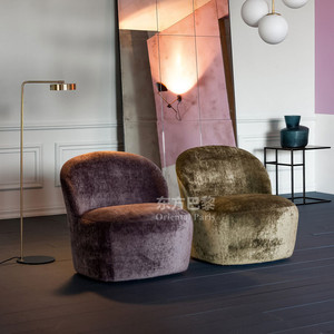 意式设计师小户型客厅极简弧形单人紫色沙发整装艺术靠背椅休闲椅