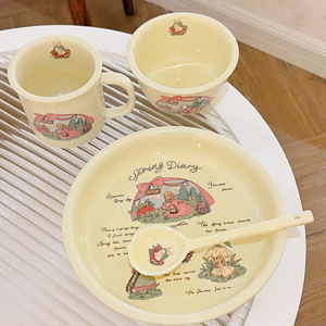 自制童话故事风格陶瓷碗盘子家用小清新餐具饭碗餐盘马克杯勺子
