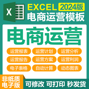 Excel电子表格淘宝天猫抖音等电商网站运营专用表格运营分析模板
