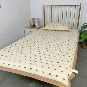 夏季床盖单件学生宿舍单人三件套夹棉床单榻榻米两面用双人床铺盖